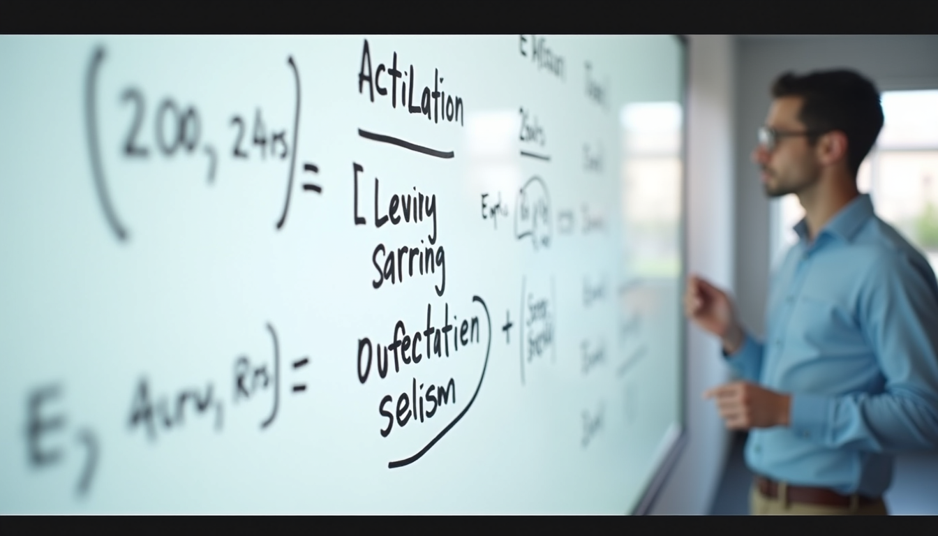 Eye-level view of a whiteboard with startup valuation formulas and notes